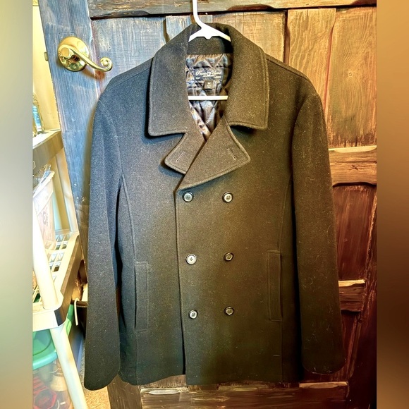 Pronto Uomo Men's Black Wool Peacoat